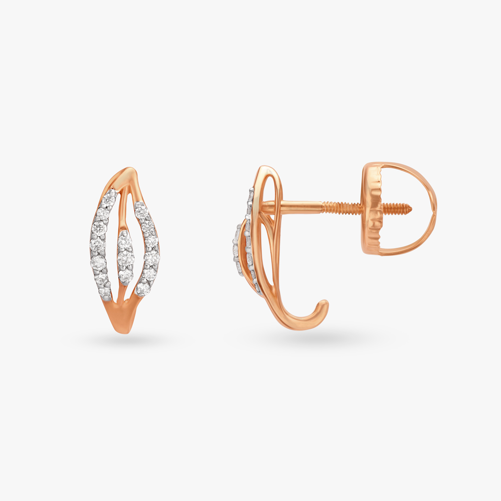 Radiating Leaf Diamond Hoop Earrings,,hi-res image number null