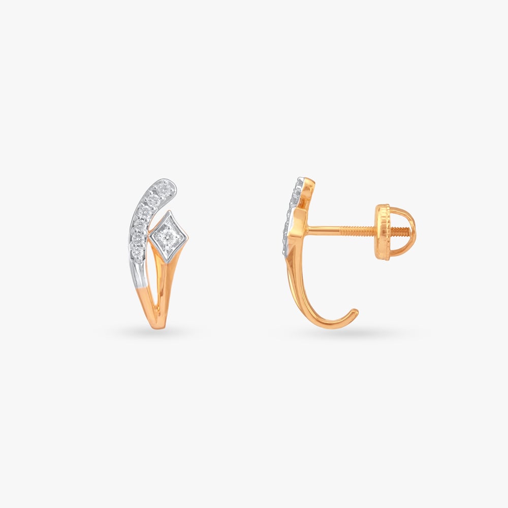 Geometric Loop Diamond Hoop Earrings,,hi-res image number null