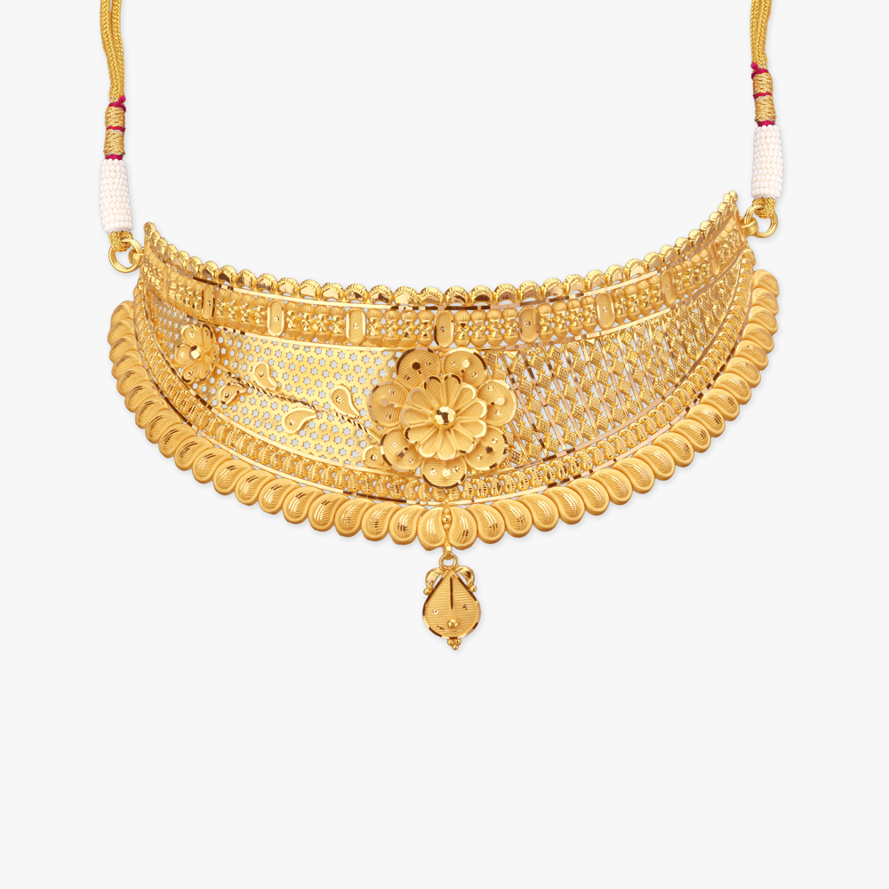 Mesh Bloom Gold Necklace Set,,hi-res image number null
