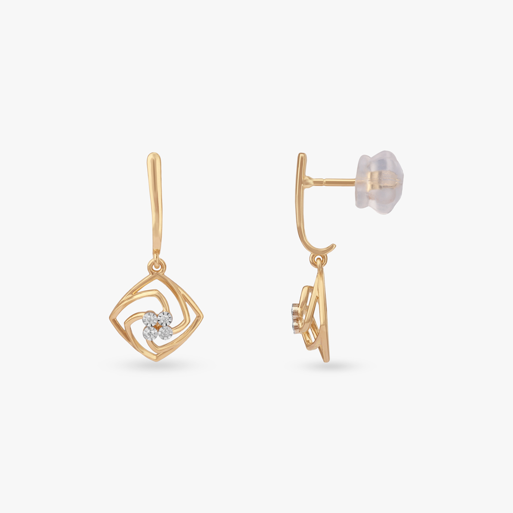 Angular Bloom Diamond Drop Earrings,,hi-res image number null
