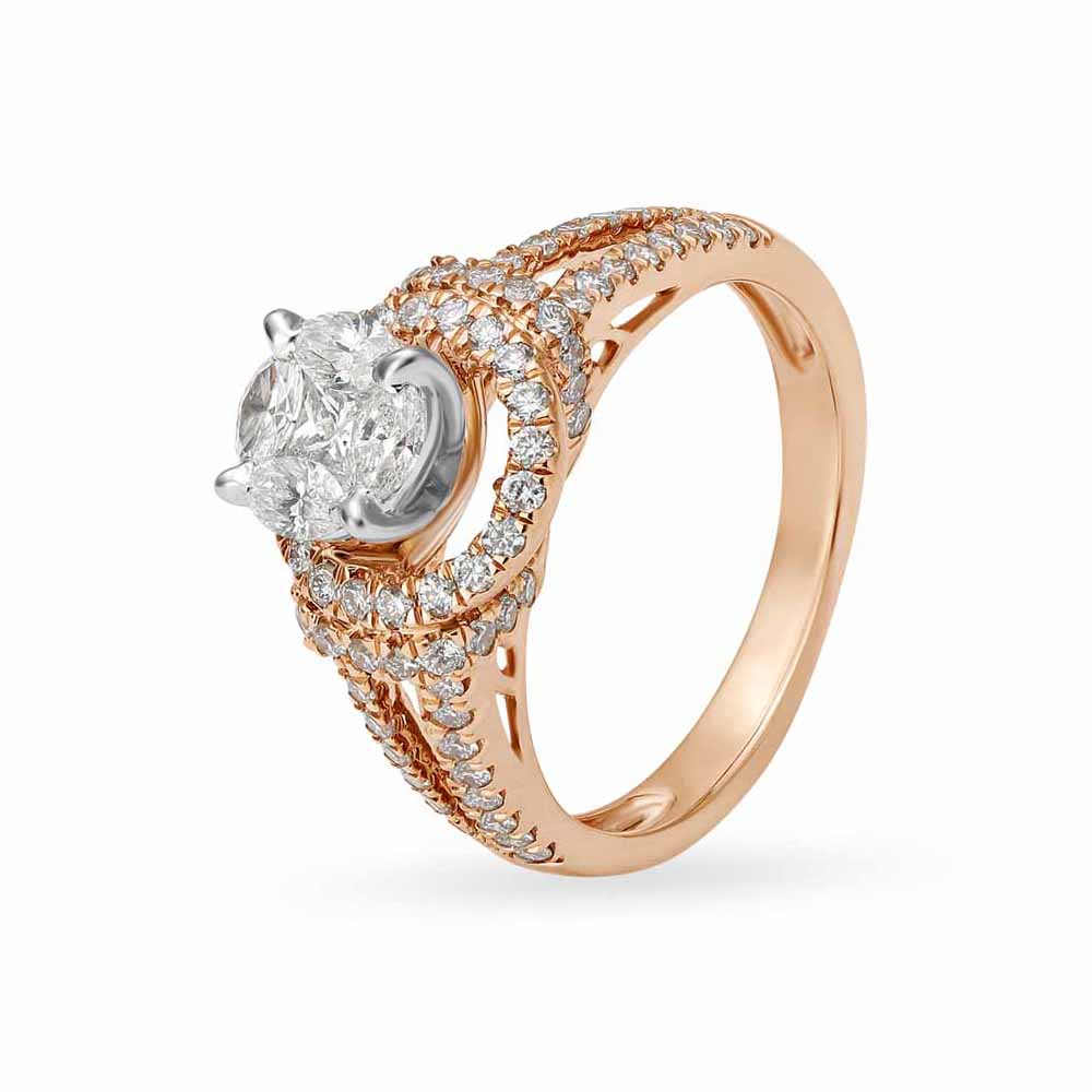 Regal 18 Karat White And Rose Gold And Diamond Finger Ring,,hi-res image number null