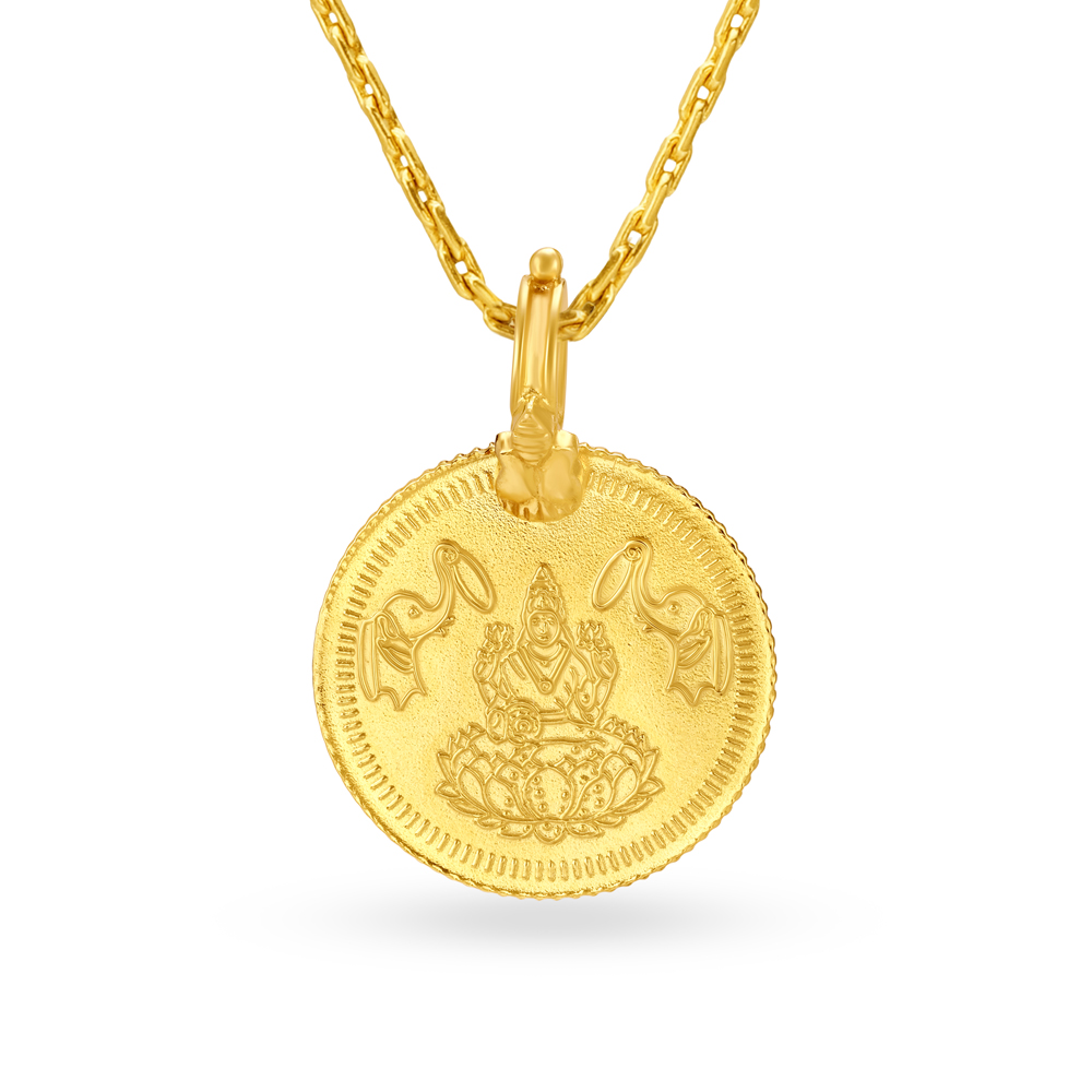 

Devotional Gold Lakshmi Kasu Pendant