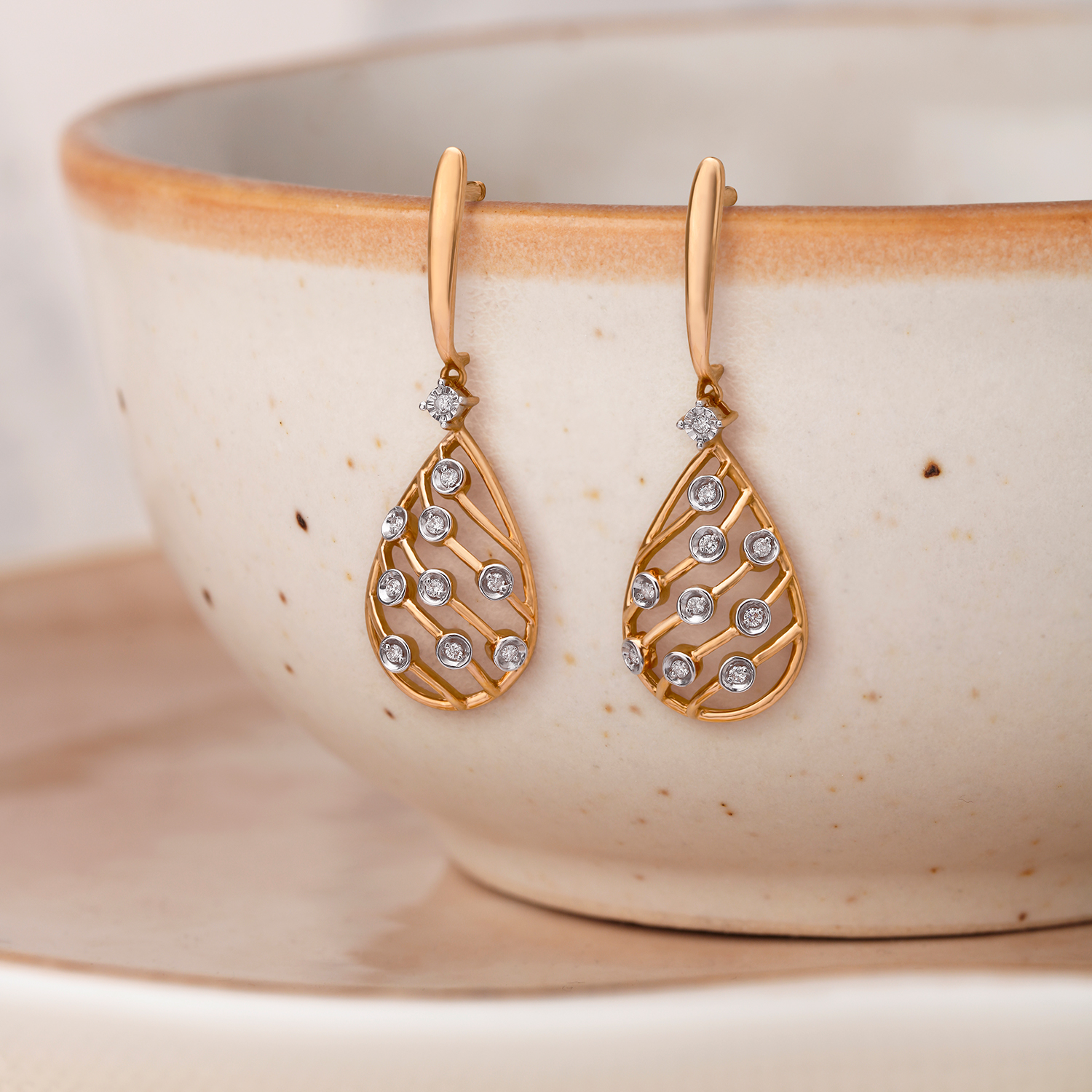 Blooming Elegance Rose Gold and Diamond Stud Earrings