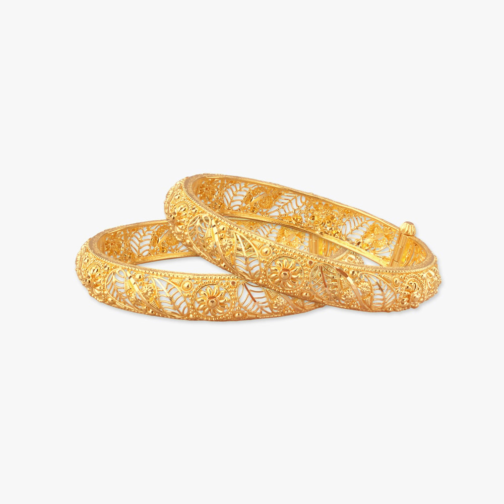 Gilded Bloom Gold Bangles,,hi-res image number null
