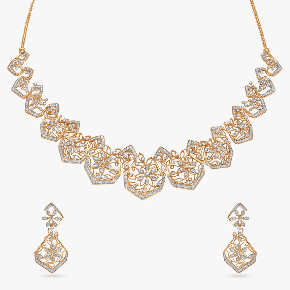 Petal Prism Diamond Necklace Set,,hi-res image number null