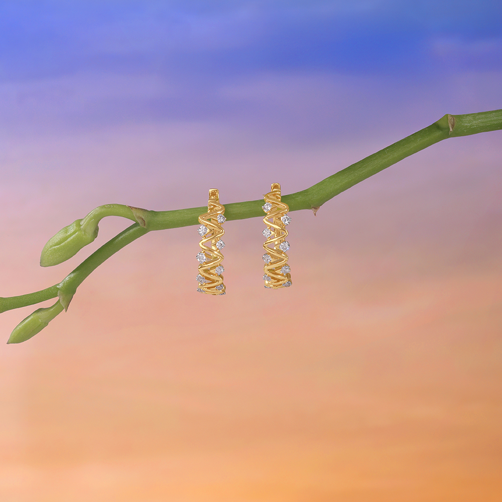 Zigzag Radiance Diamond Hoop Earrings,,hi-res image number null