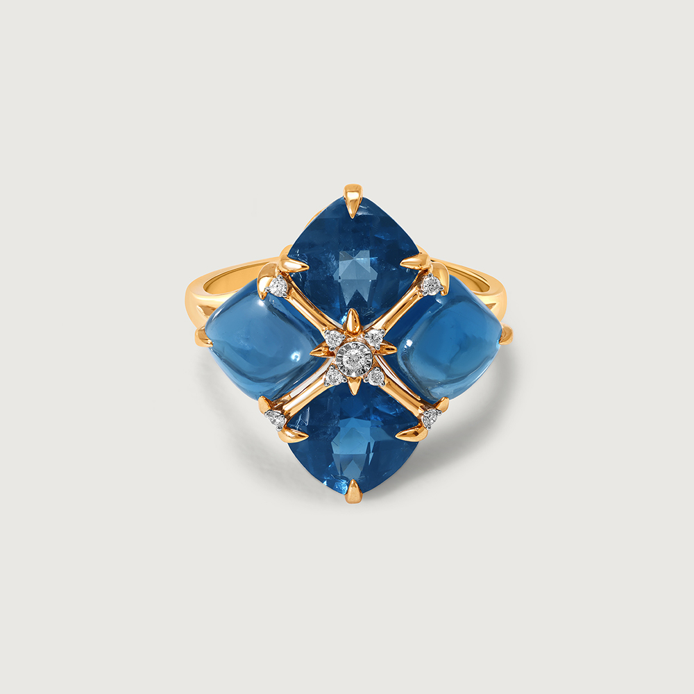 Ethereal Midnight Majesty 14KT Diamond & London Blue Topaz Ring,,hi-res image number null
