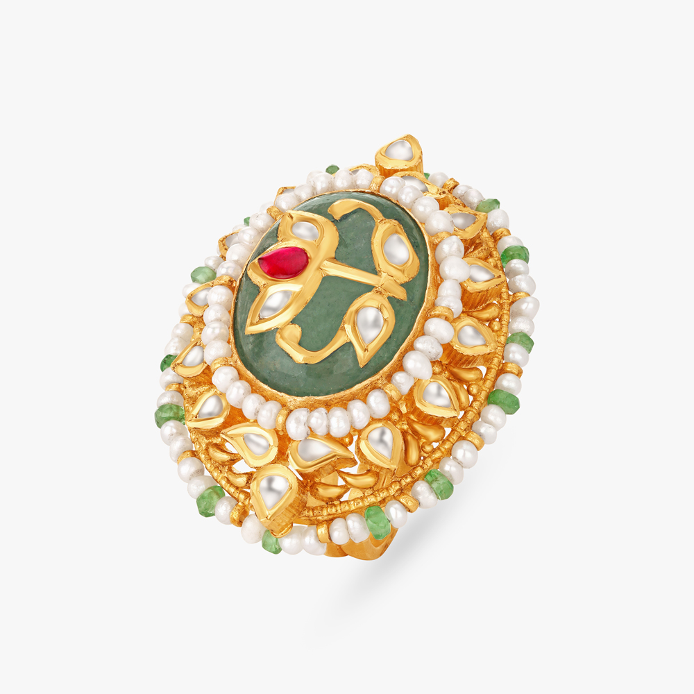 Enchanting Finger Ring with Chandak and Kundan Inlay Work,,hi-res image number null