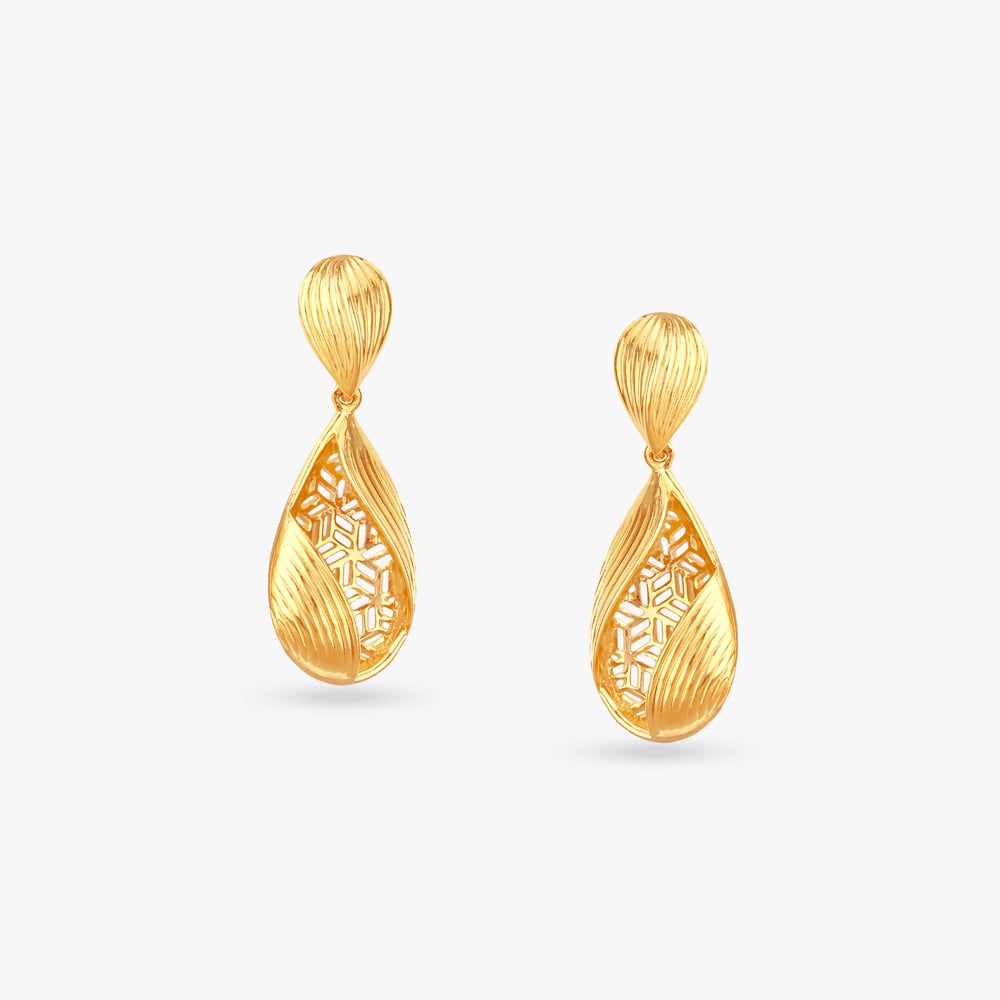 

Teardrop Gleam Gold Drop Earrings