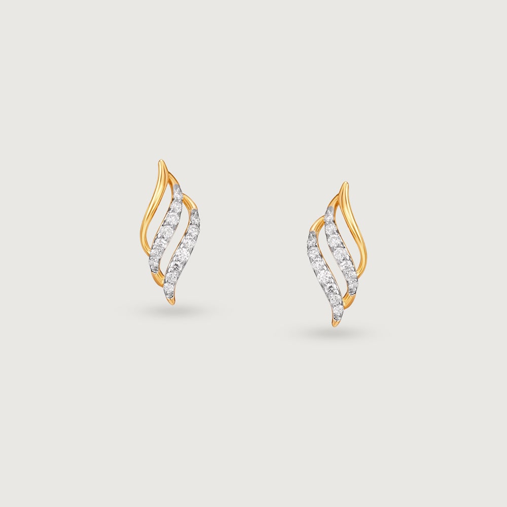 Timeless Swirl Gold & Diamond Stud Earrings,,hi-res image number null