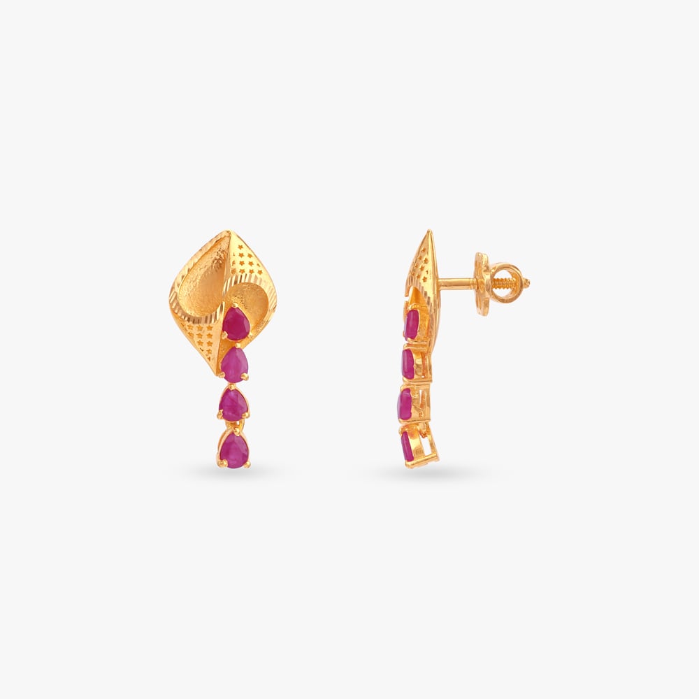 Sleek Glint Ruby Drop Earrings,,hi-res image number null