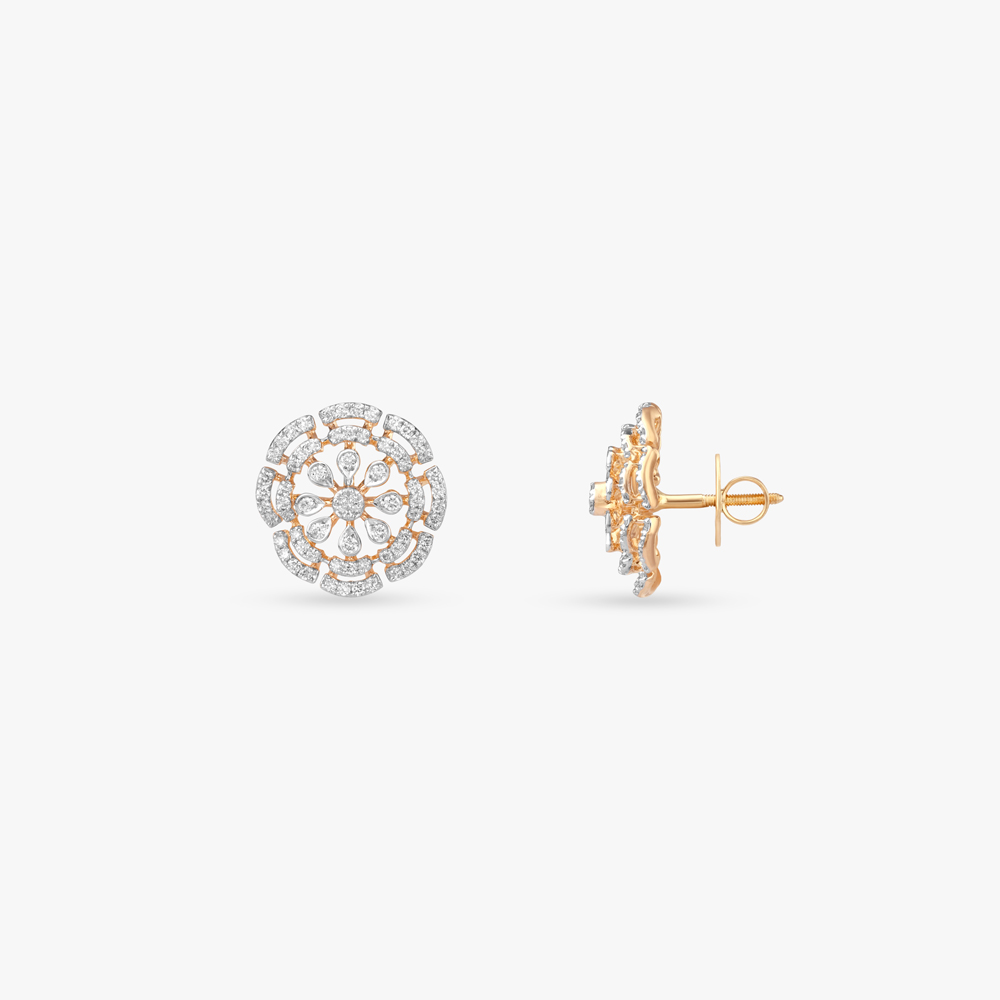 Petal Compass Diamond Stud Earrings,,hi-res image number null