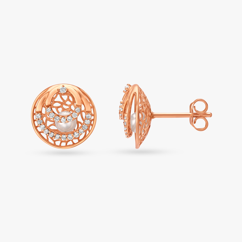 Dazzling Pearl and Diamond Stud Earrings,,hi-res image number null