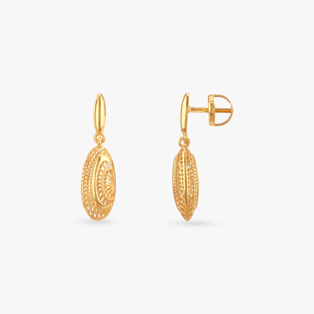 

Oval Filigree Gold Drop Earrings