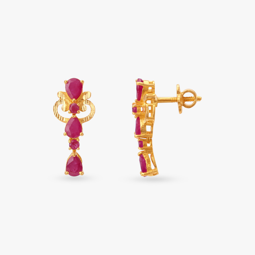 Curved Majesty Ruby Drop Earrings,,hi-res image number null