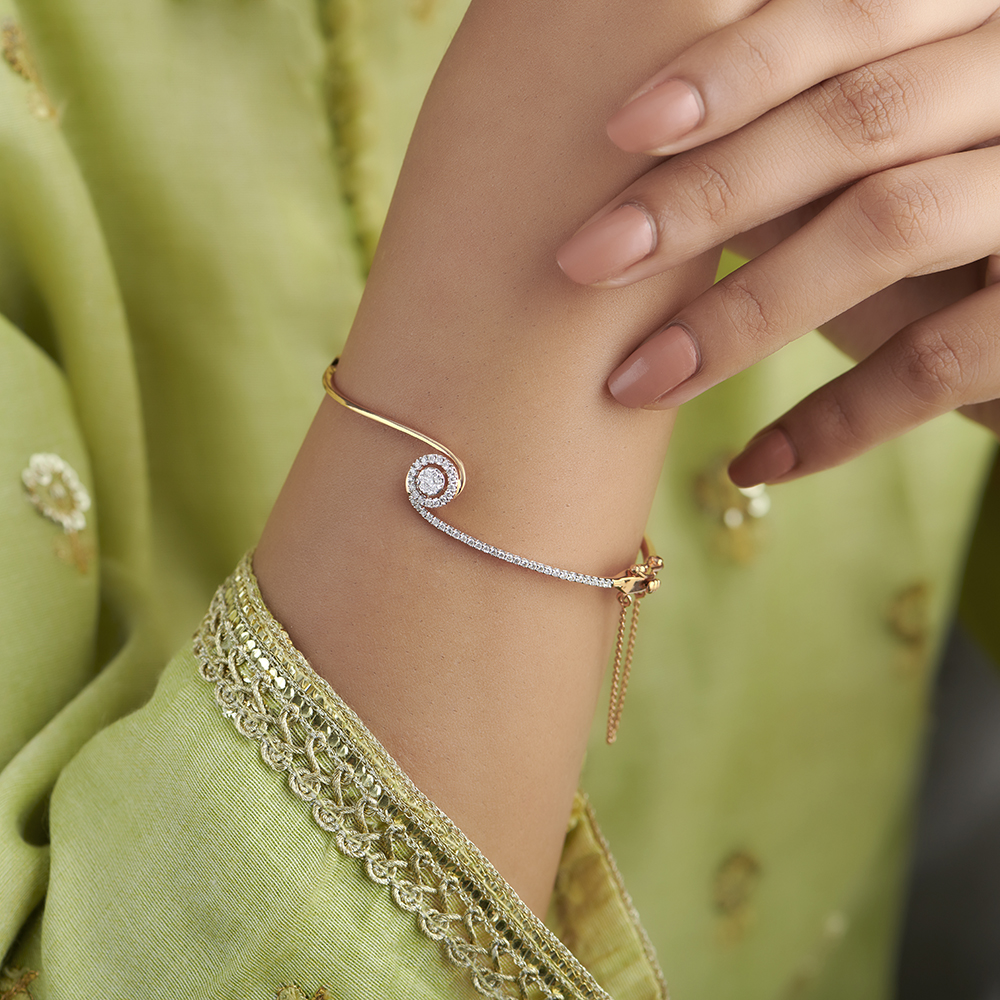 Sparkling Spiral Diamond Bangle,,hi-res image number null