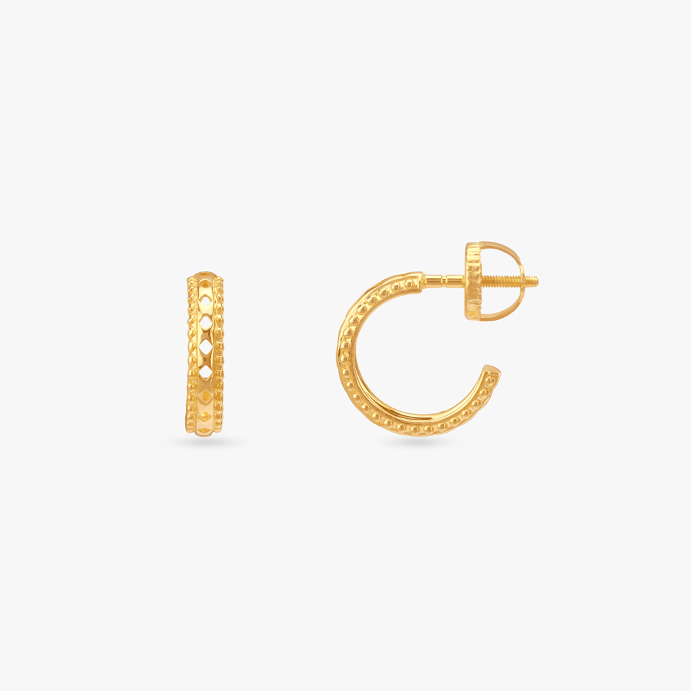 Faceted Rhythm Gold Hoop Earrings,,hi-res image number null