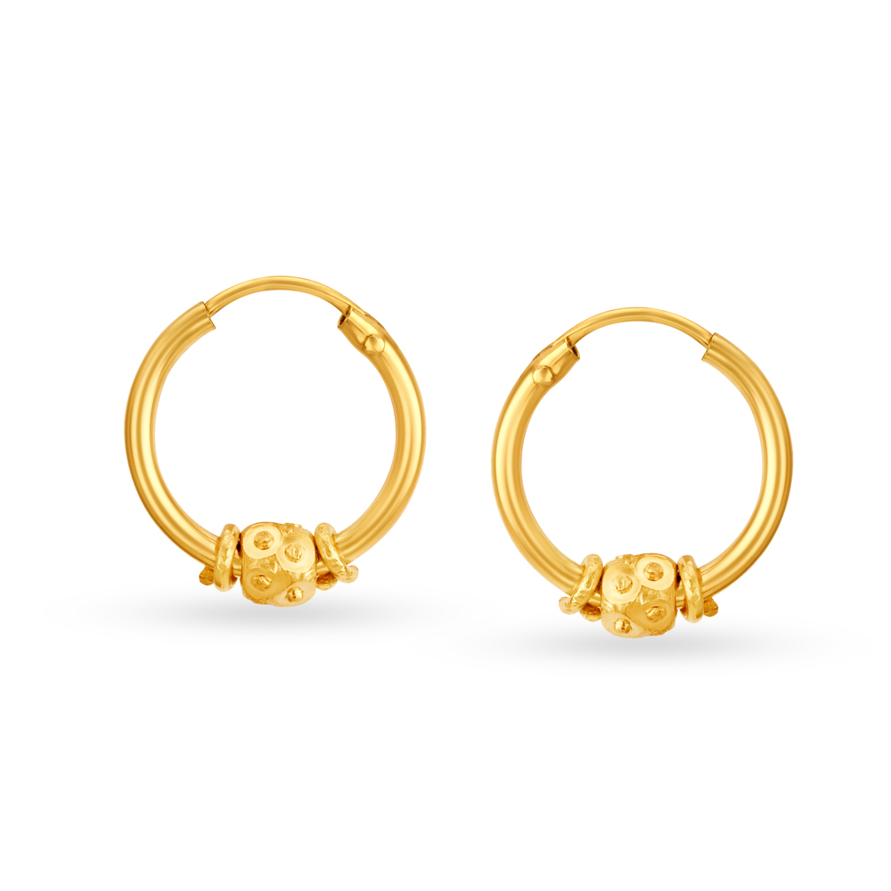 Timeless 18 Karat Yellow Gold Bali-Style Hoop Earrings