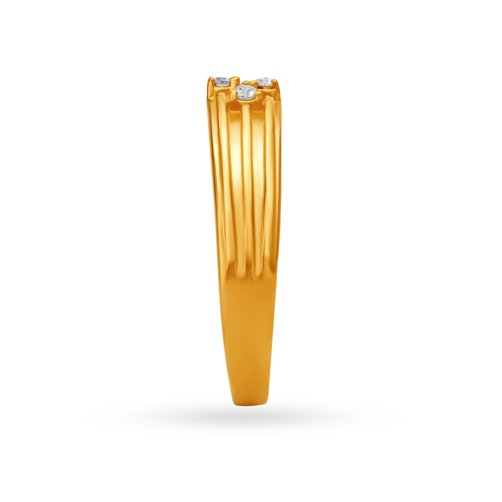 3 Stone Gold Finger Ring for Men,,hi-res image number null