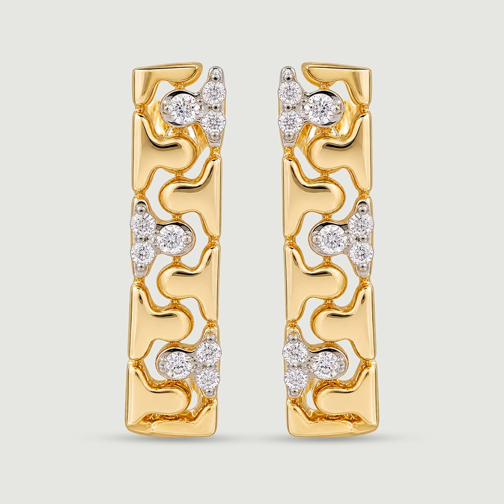 Playful Zipper Diamond Hoop Earrings,,hi-res image number null