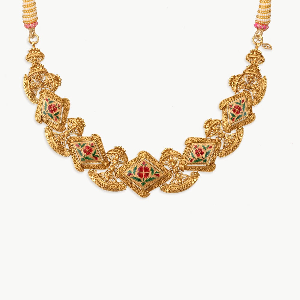 Meenakari Enamel Gold Necklace Set,,hi-res image number null
