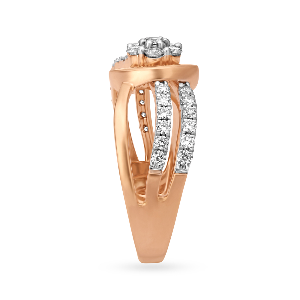 Enchanting Multi Stone Floral Diamond Ring in White and Rose Gold,,hi-res image number null