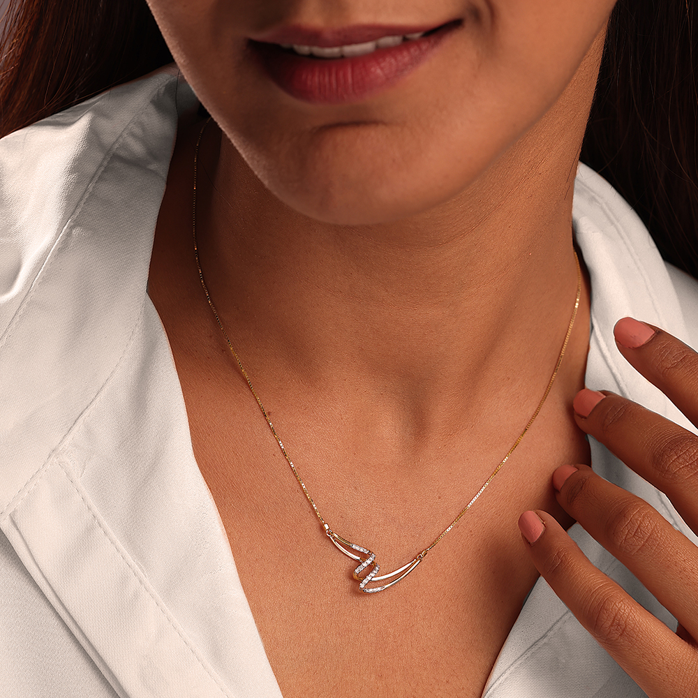 Draped Sparkle 14 Kt Gold & Diamond Necklace,,hi-res image number null