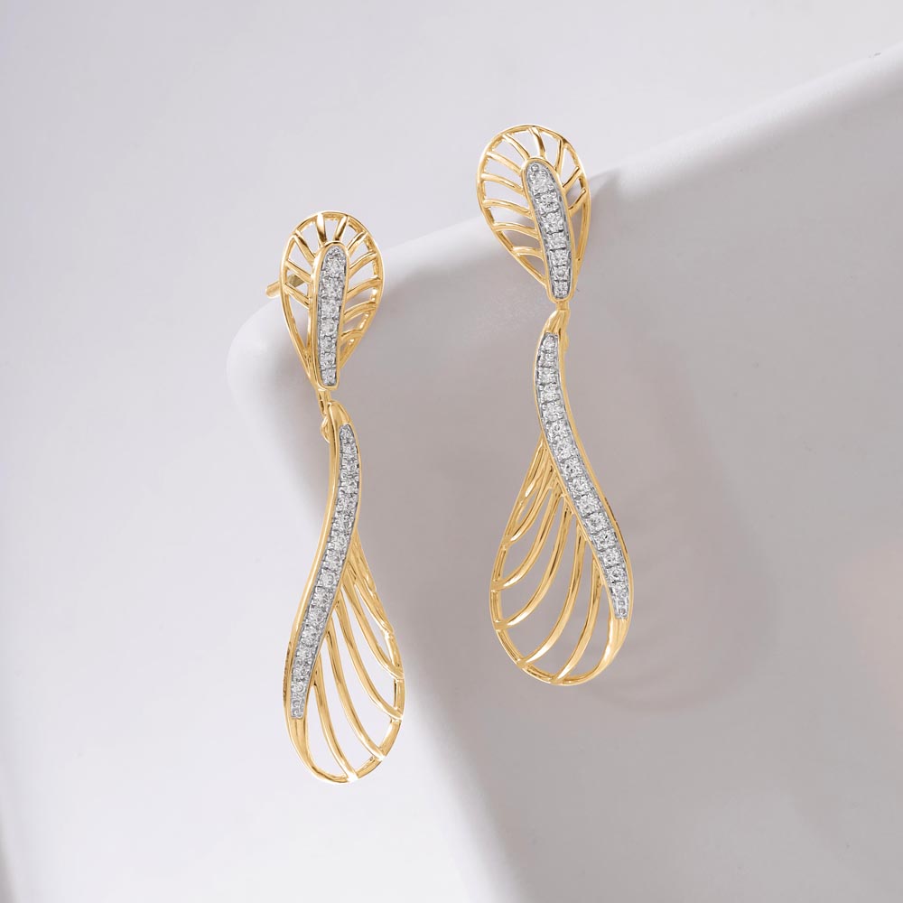 Lustrous Line Diamond Drop Earrings,,hi-res image number null