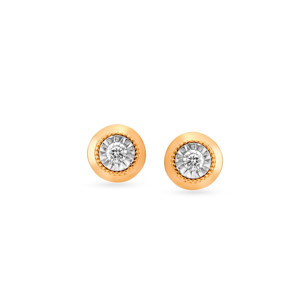 

Dainty Magnificent Gold and Diamond Stud Earrings