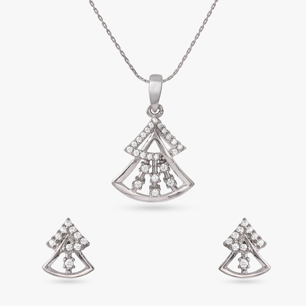 Frosted Gleam Silver Pendant and Earrings Set,,hi-res image number null