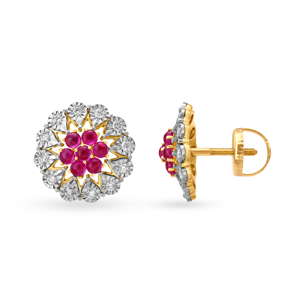 Sophisticated Ruby and Diamond Stud Earrings,,hi-res image number null