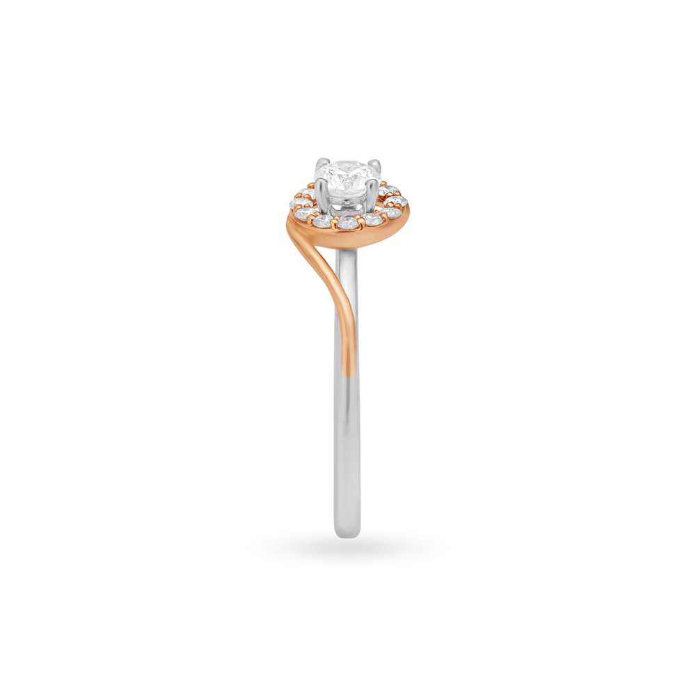Enchanting 18 Karat White And Rose Gold And Diamond Finger Ring,,hi-res image number null