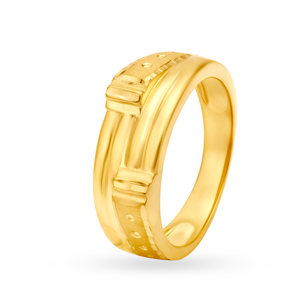 Bold 22 Karat Yellow Gold Geometric Ring
