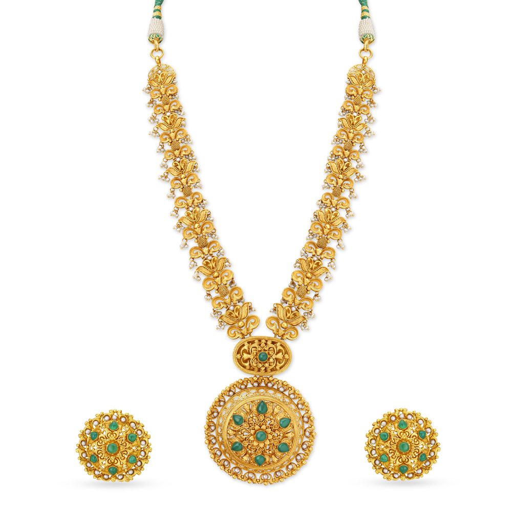 Elaborate Verdant Gold Necklace Set,,hi-res image number null