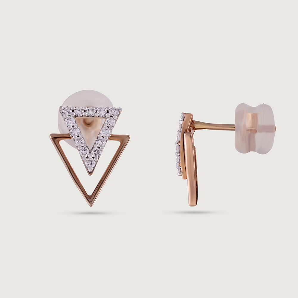 Geometric Sparkles Gold & Diamond Stud Earrings,,hi-res image number null
