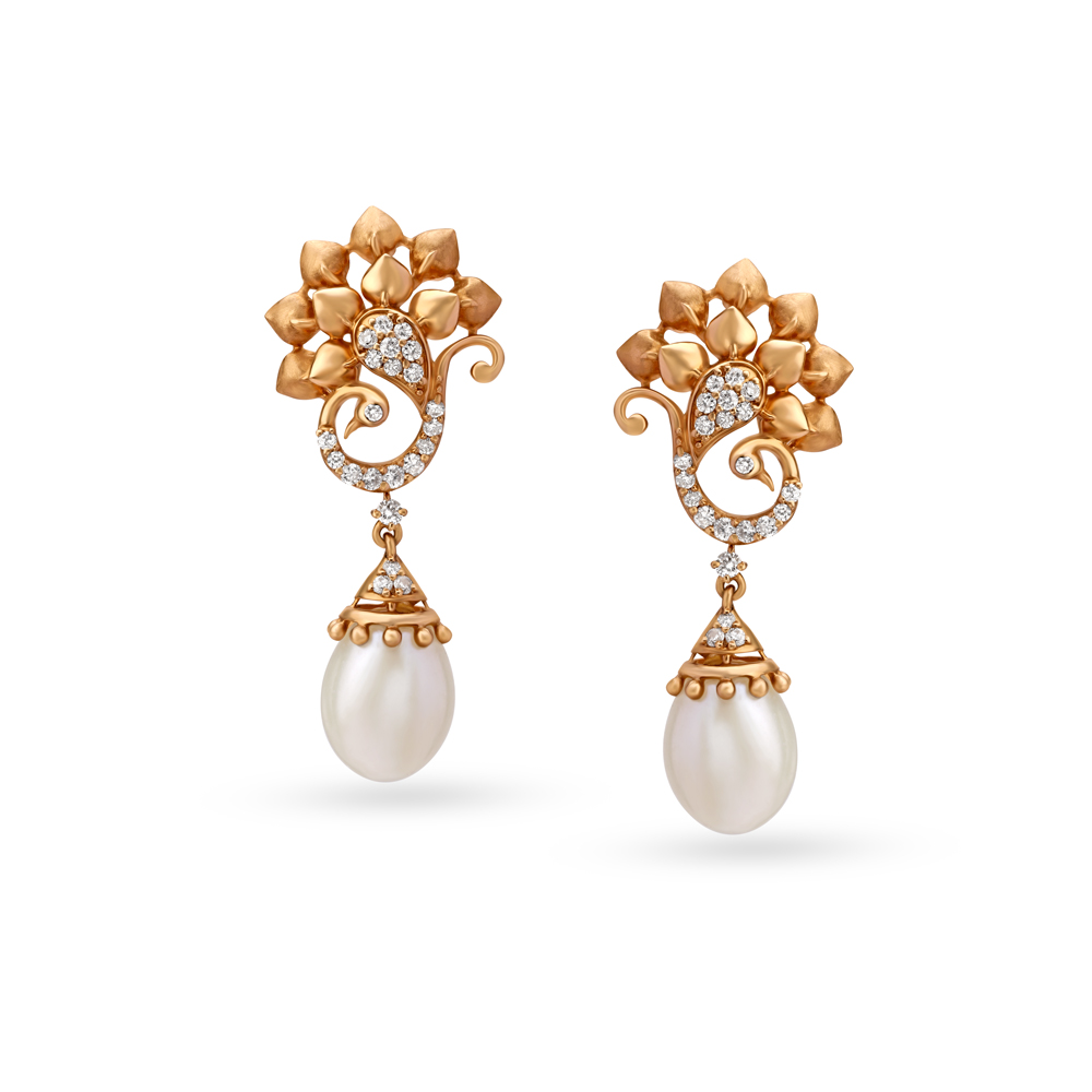 Exquisite Mani Motif Diamond Drop Earrings