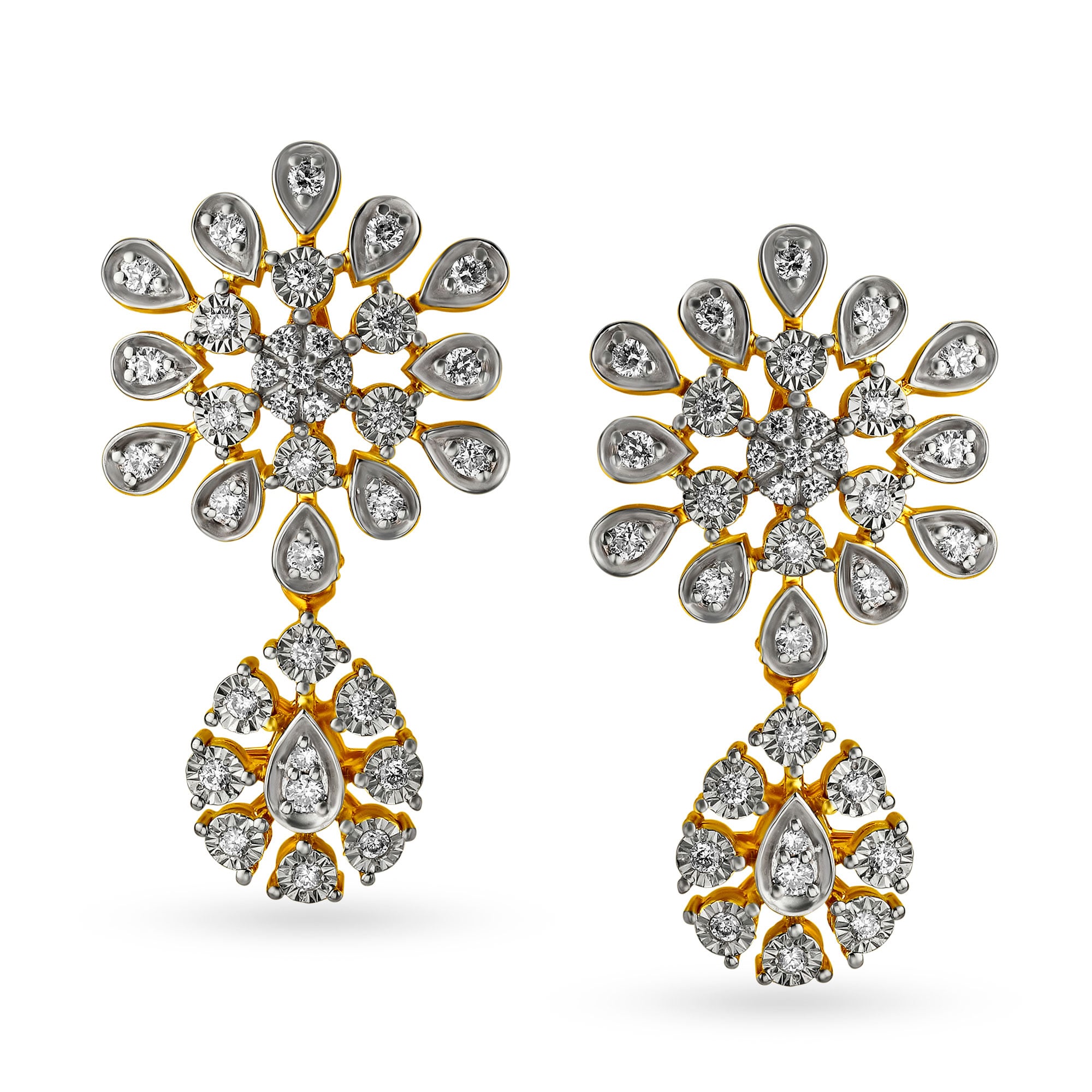 Luxurious Floral Diamond Drop Earrings,,hi-res image number null