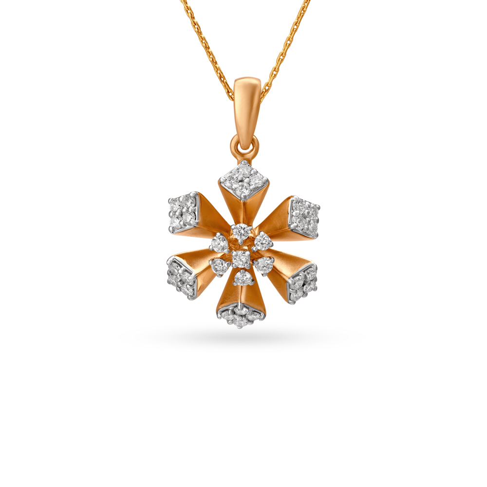 Enchanting Bold Flower Rose Gold and Diamond Pendant,,hi-res image number null