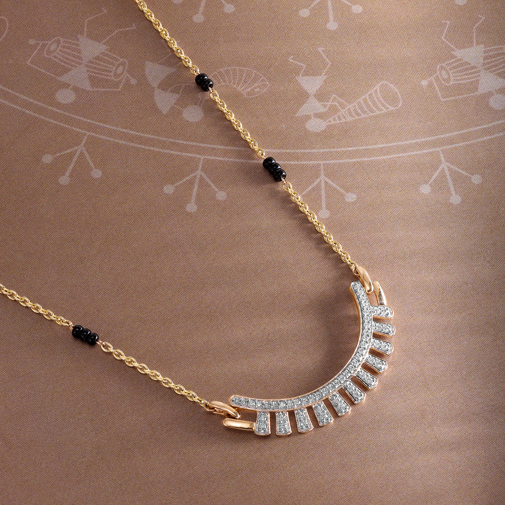 Radiant Arc 14 Kt Gold and Diamond Mangalsutra,,hi-res image number null