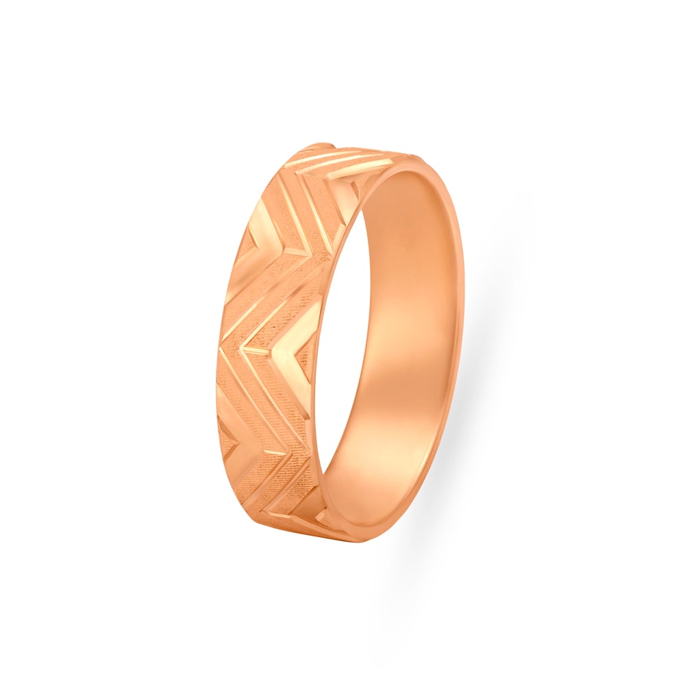 Carved Zigzag Pattern Gold Finger Ring For Men