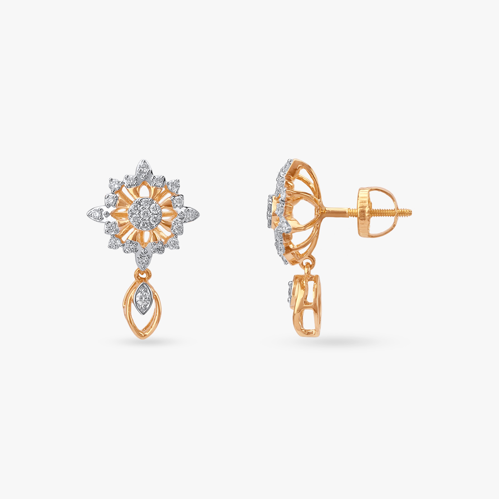 Starburst Bloom Diamond Drop Earrings,,hi-res image number null