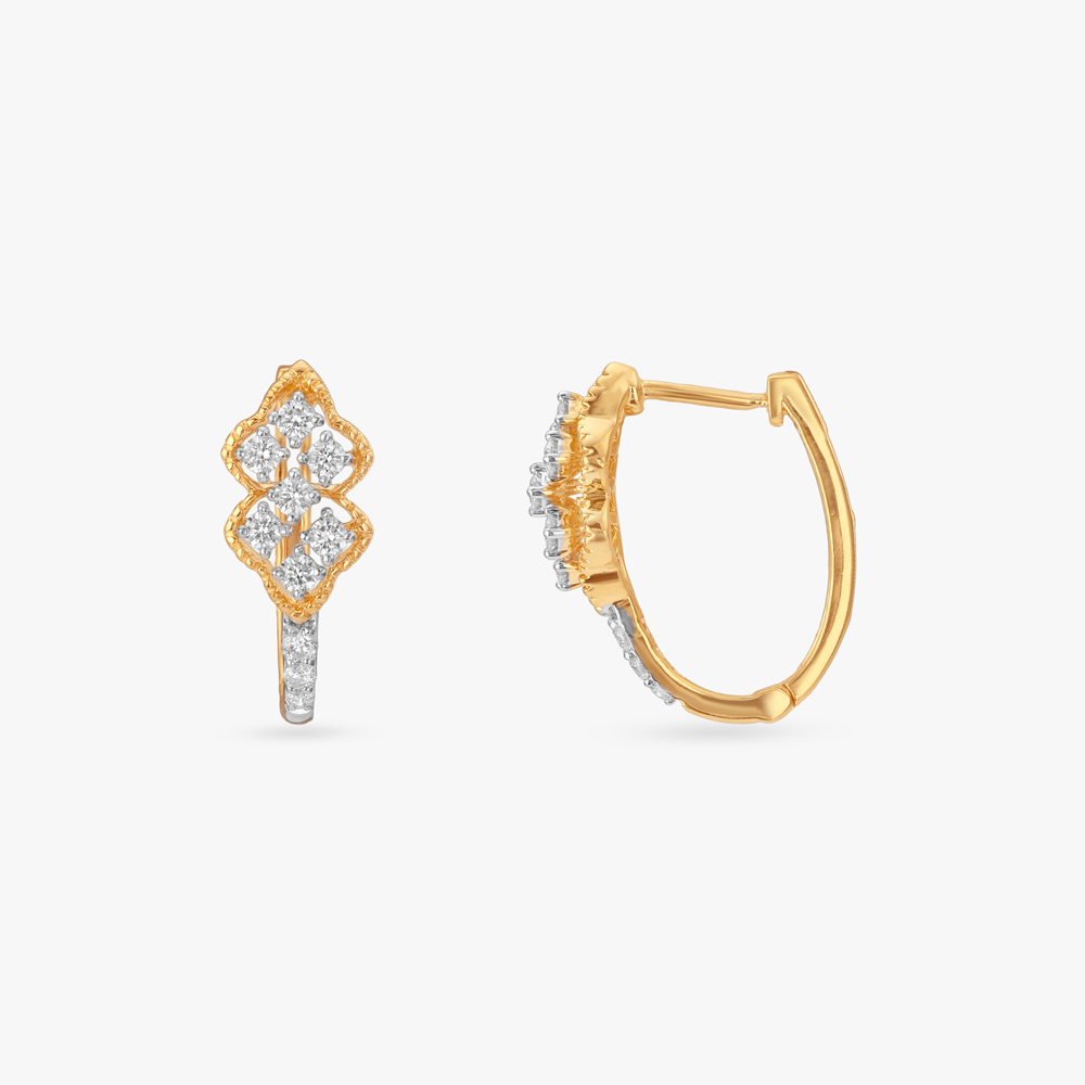 Classy Geometric Diamond Hoop Earrings,,hi-res image number null