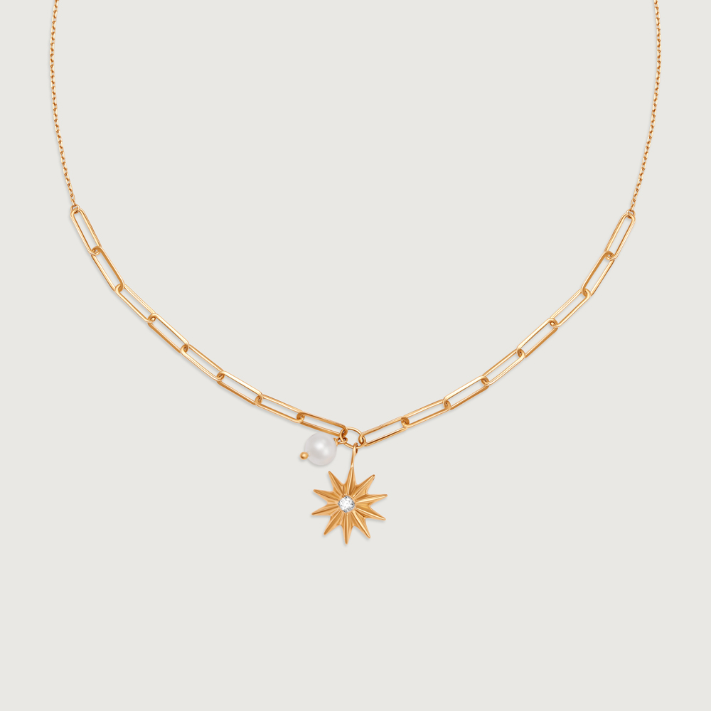 Radiating Star 14KT Pearl Necklace,,hi-res image number null