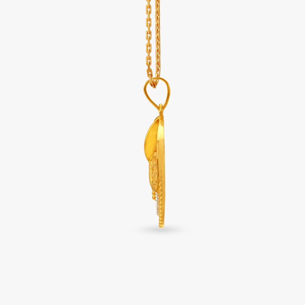 Sleek Chic Gold Pendant and Earrings Set,,hi-res image number null