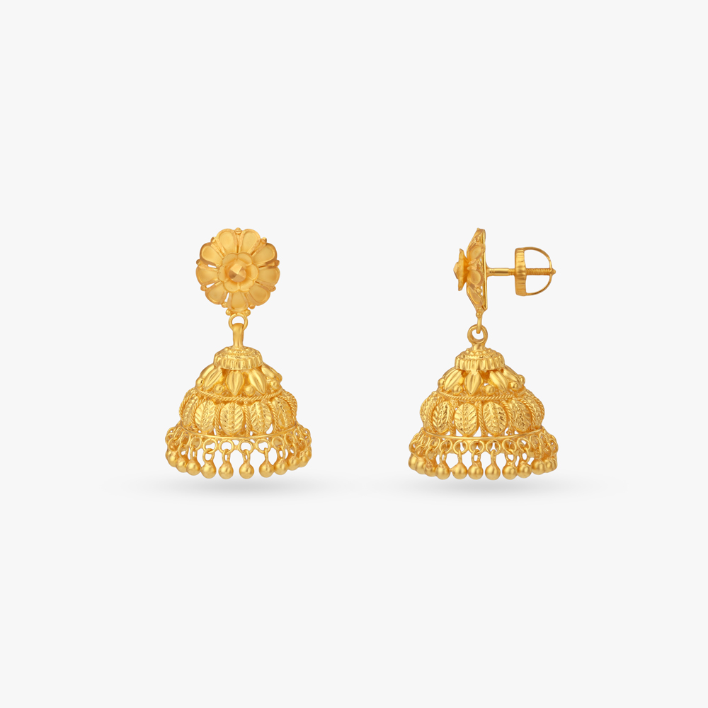 Floral Bell Drop Jhumka,,hi-res image number null