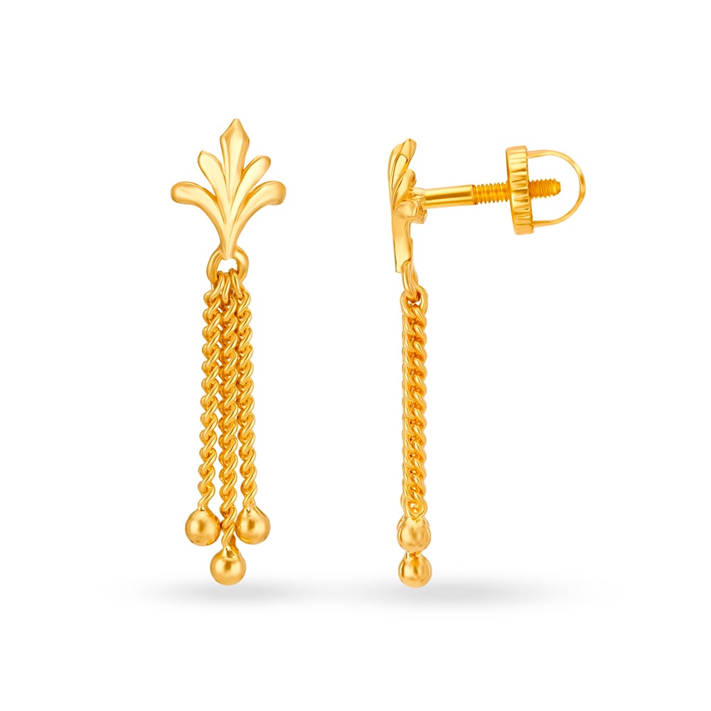 Captivating 22 Karat Yellow Gold Drop Earrings,,hi-res image number null