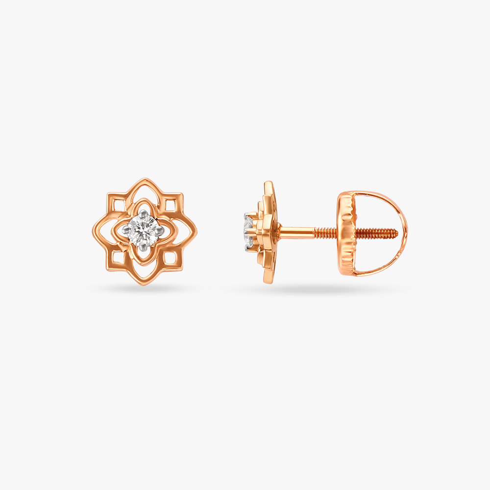 Enchanting Floral Diamond Stud Earrings for Kids,,hi-res image number null
