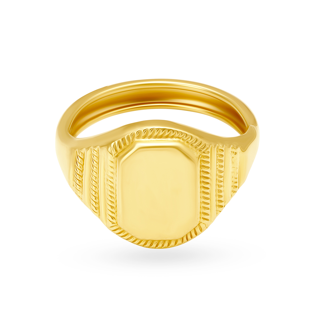 Sublime 22 Karat Yellow Gold Octagon Finger Ring,,hi-res image number null