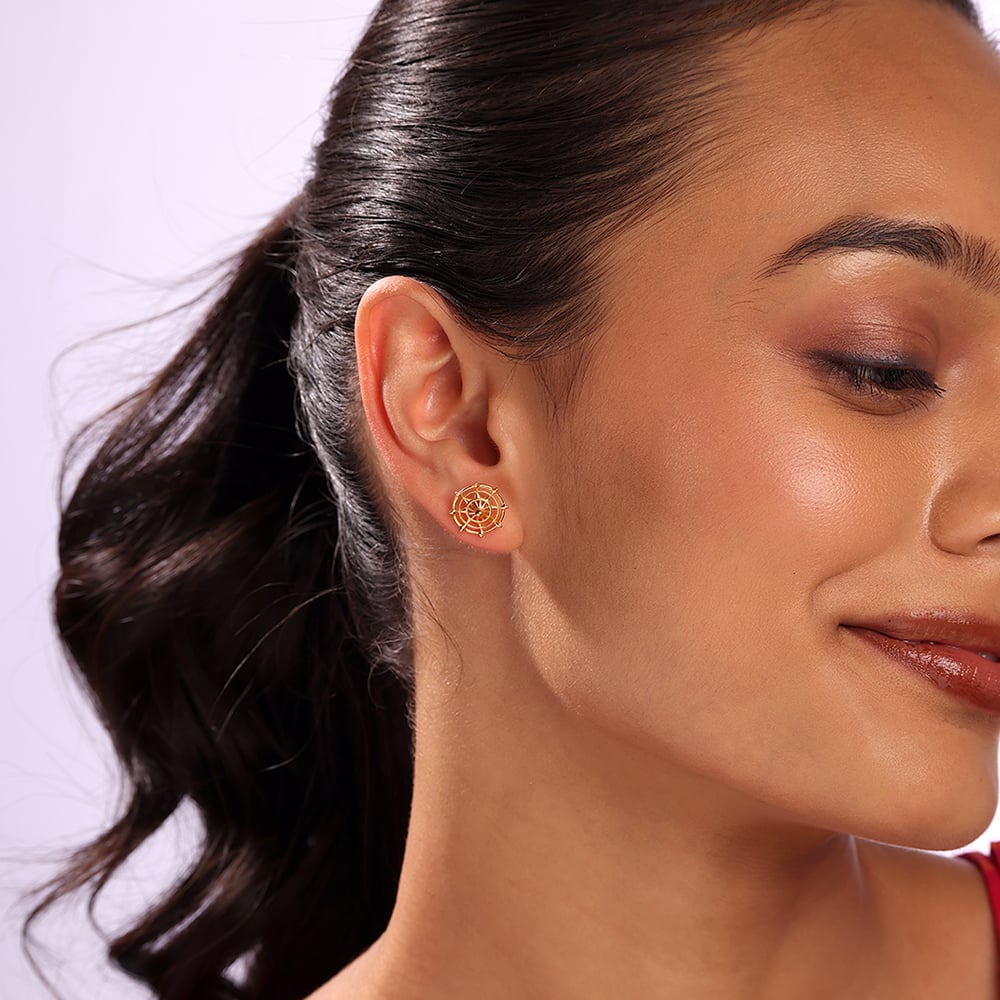 Chic Warli 22KT Gold Stud Earrings,,hi-res image number null