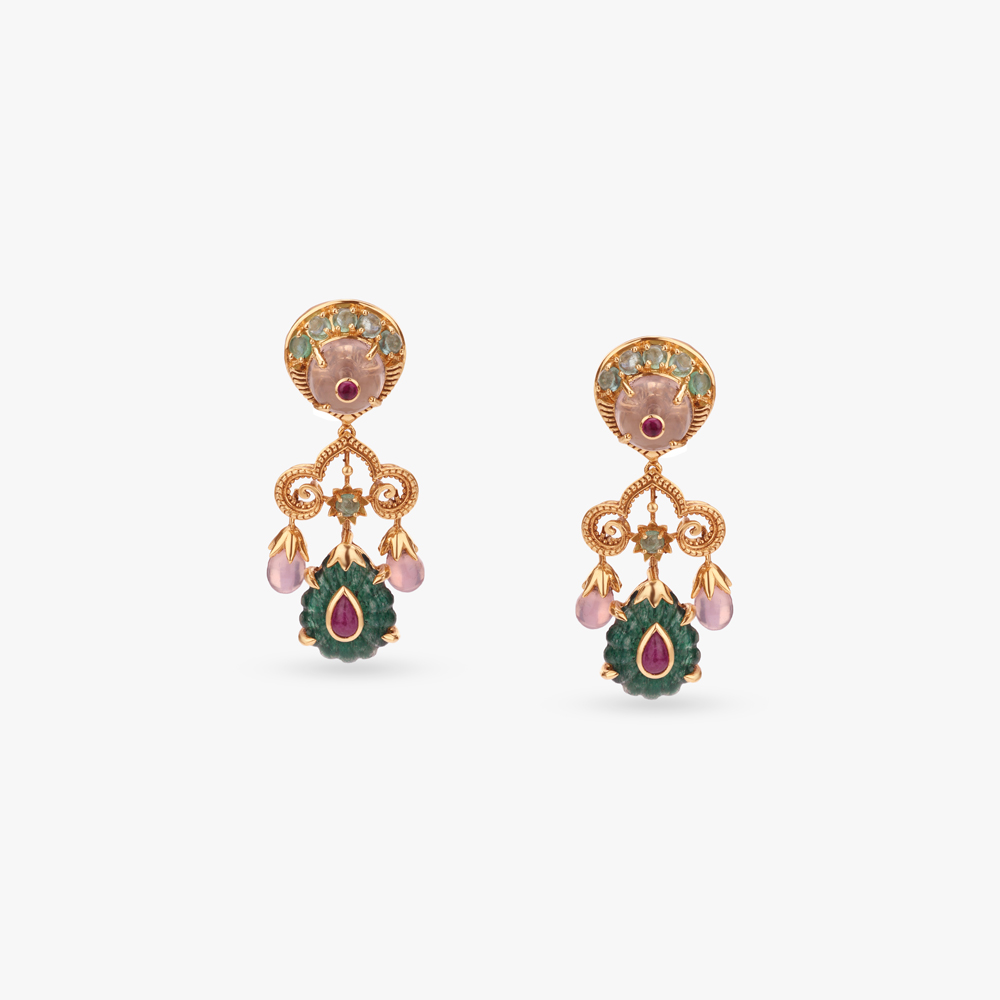 Carved Rhythm Gold Drop Earrings,,hi-res image number null
